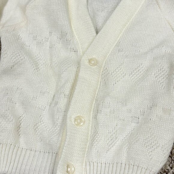 Vintage Julius Berger White Acrylic Baby Cardigan Sweater With Button Closure - Picture 7 of 7
